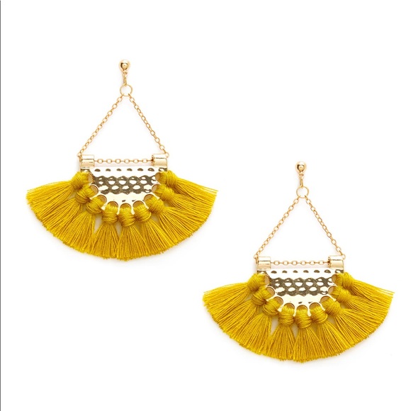 Twice Chic Boutique Jewelry - 🌟🆕BOHO CHIC MUSTARD FRINGE & GOLD EARRINGS NWT🌟